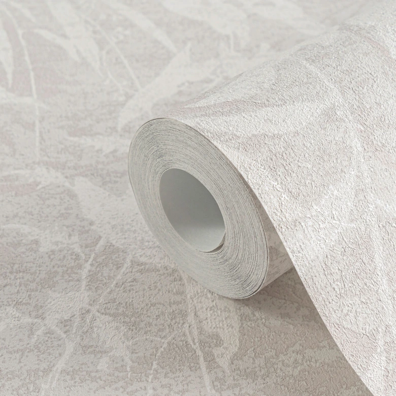 Papier peint végétal blanc rosé - motif naturel délicatement structuré - Papier peint intissé moderne 