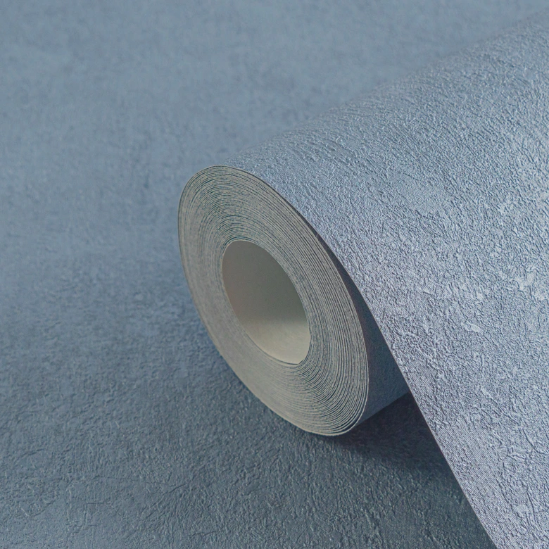 Single wallpaper with plaster look dove blue - non-woven wallpaper matt - textured peel and stick wallpaper  
