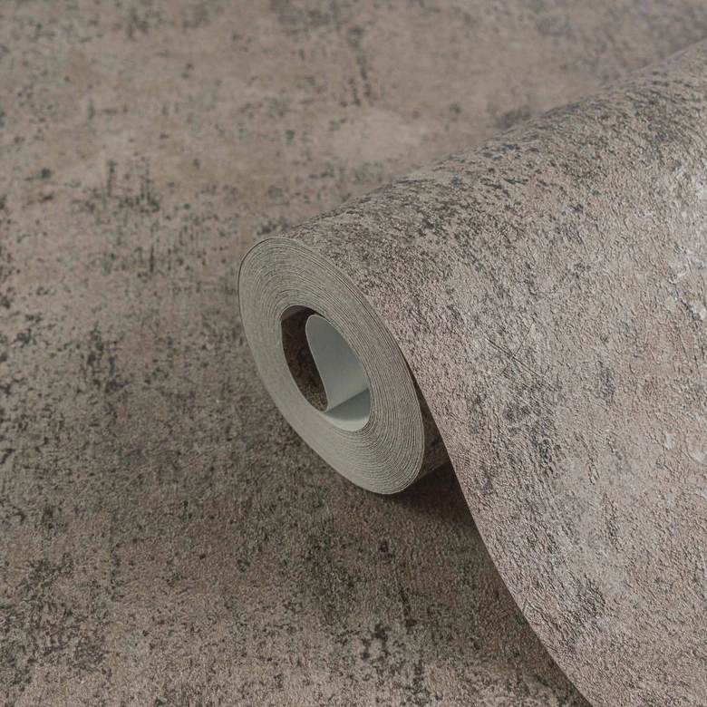 Papier peint intissé imitation béton marron beige - structure de l'enduit papier peint mat  