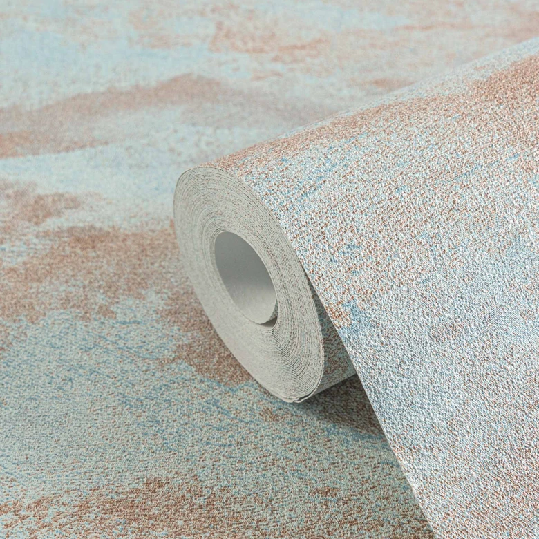 Papier peint dégradé bleu clair terracotta - motif abstrait - papier peint intissé 