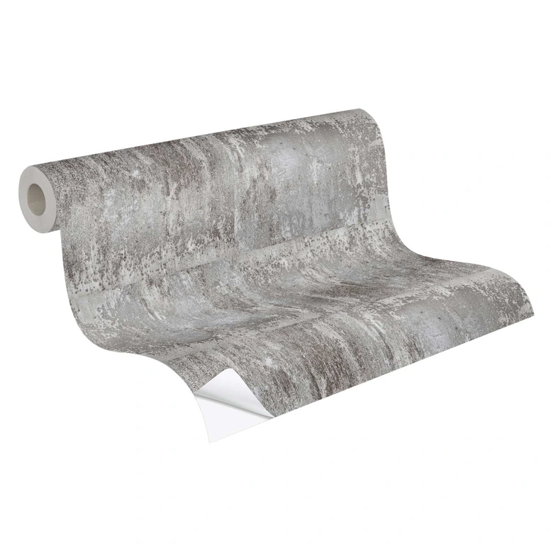 Selvklæbende tapet- og møbelfolie - metallook - vintage - grå, sølv - rulle 840x53 cm  