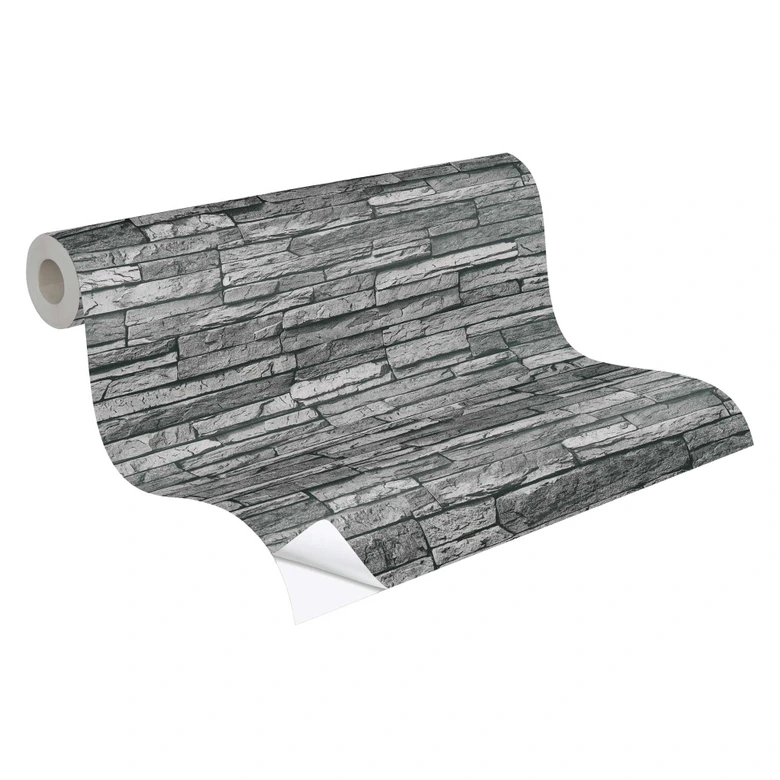 Self-adhesive wallpaper and furniture film - Stone wall - stone look - grey - roll 840x53 cm  