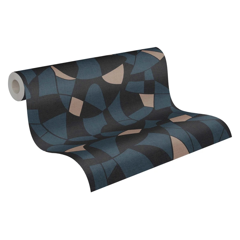 Papier peint design bleu noir beige vintage - papier peint intissé cuisine 