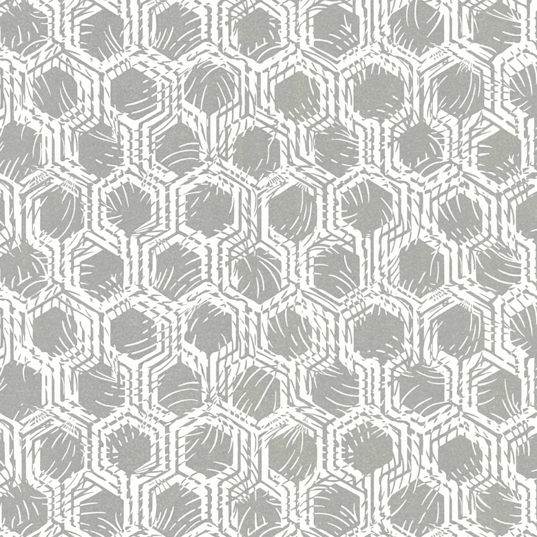 Architects Paper Alpha Papier peint géométrique, Argent, Blanc 