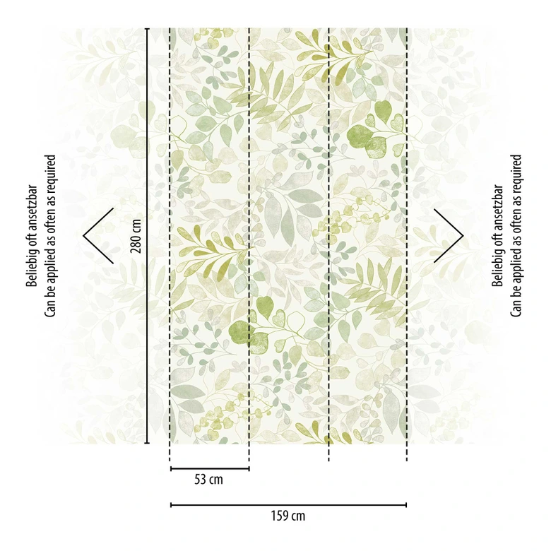 Papel pintado no tejido con motivo de hojas verde beige - papel pintado floral - aspecto naturaleza 