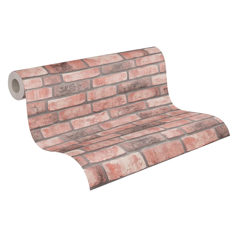 baksteen behang grijs beige - behang stenen muur loft - industrieel behang steen optiek 