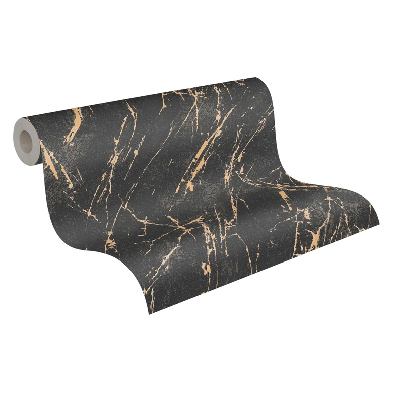 marmer metallic behang zwart goud - vliesbehang voor slaapkamer 