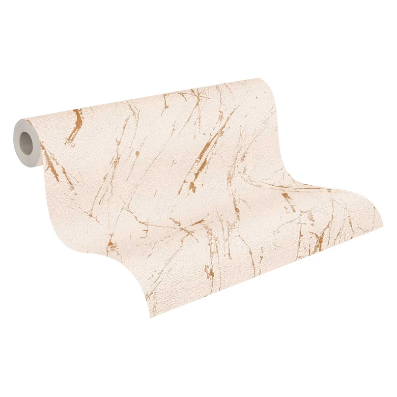 Papier peint moderne à effet marbré beige or - papier peint à effet métallique 