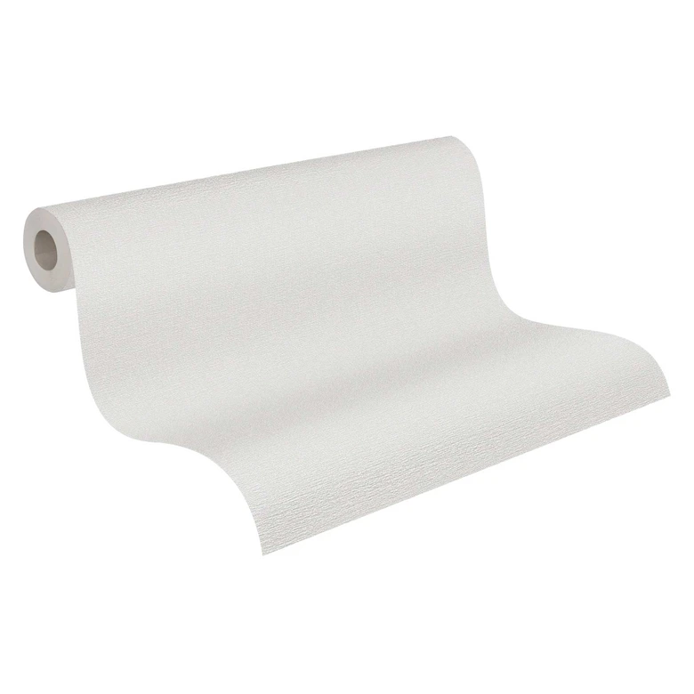 Ensfarvet hør-look grå tapet - stof-look tapet lysegrå - non-woven tapet 