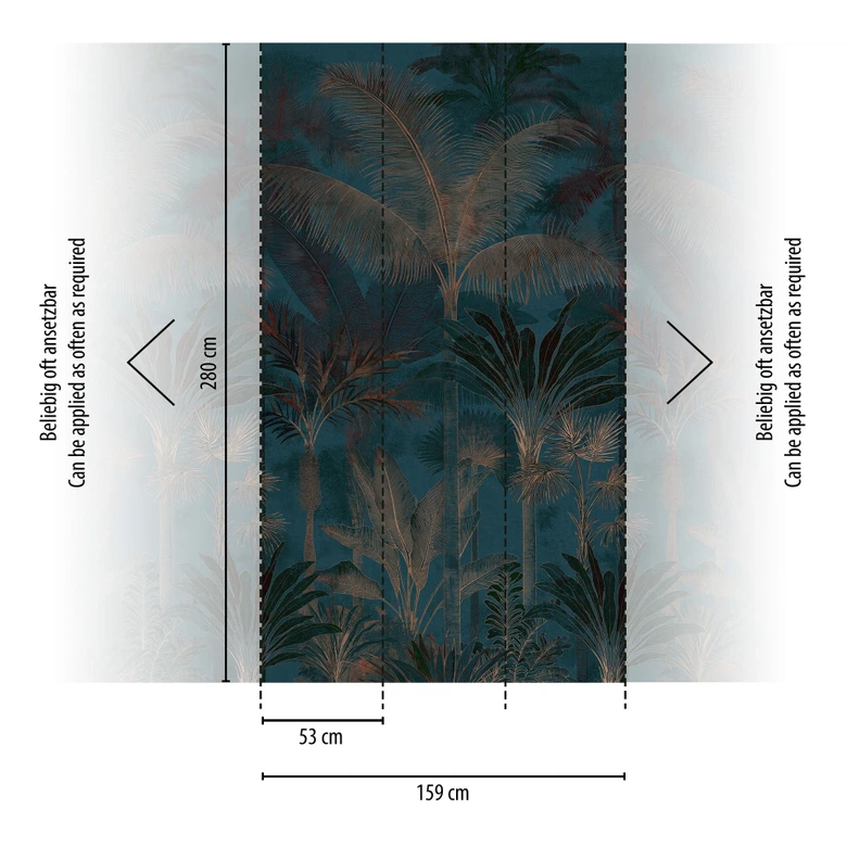 Fototapete Palmen Dschungel erweiterbar blau braun 159x280 cm Vliestapete   