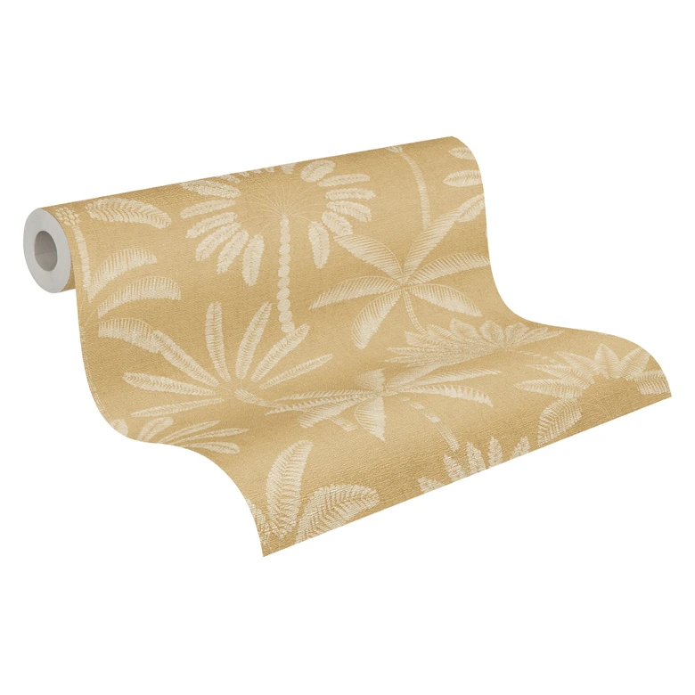 Vliestapete Palmen  beige creme metallic Tapete Wandtapete Blätter Natur Flur 