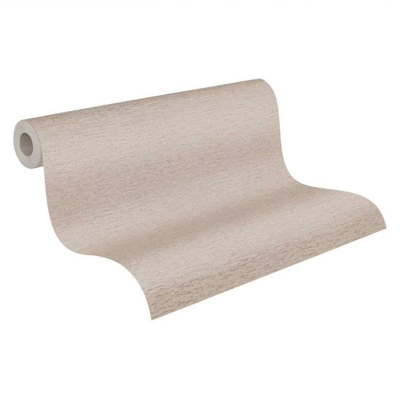 Papier peint uni avec structure horizontale tissée Beige 