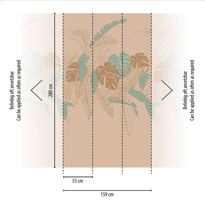 Tapete Palmenblätter Beige Grün - Florale Tapete Natur - Vliestapete Palmen 