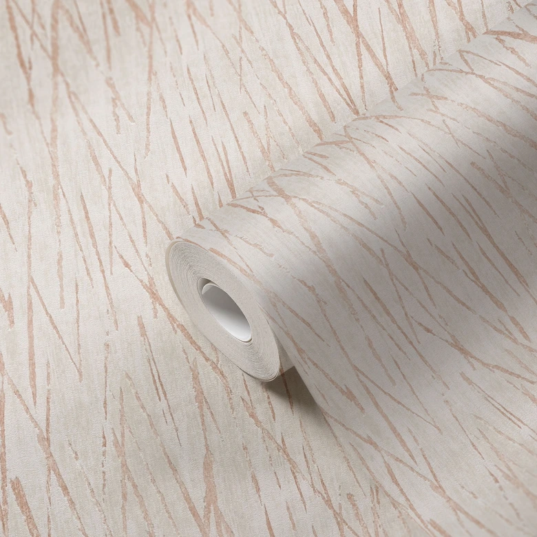 papier peint Hygge texturé en gris et cuivre papier peint intissé avec motif naturel métallisé 
