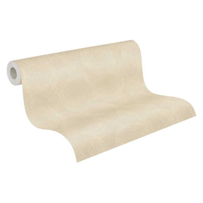 papier peint 3D motifs circulaires beige orange - Papier peint intissé chaud moderne 