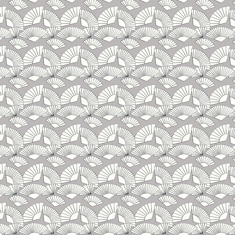 Karl Lagerfeld Papier peint géométrique Gris, Métallique, Blanc  