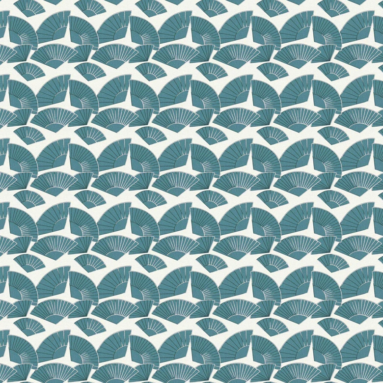 Karl Lagerfeld Papier peint géométrique Vert, Métallique, Blanc  