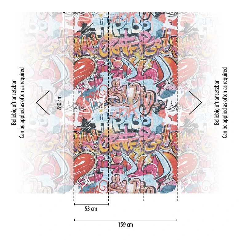 Papier peint photo Graffiti Hip-Hop Streetart Coloré - papier peint chambre ado extensible 