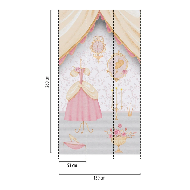 Prinsessenkamer roze beige - meisjeskamer Fotobehang  