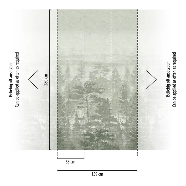 Forest wallpaper mist green gray - nature wallpaper trees - extendable non-woven wallpaper 