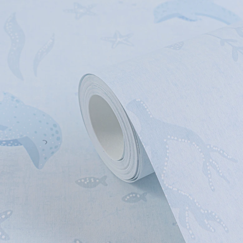 Dolphin wallpaper light blue - children's wallpaper with sea motifs  