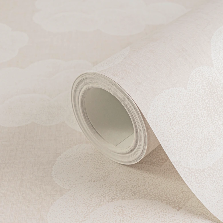 Wolken-Tapete Beige Weiß - Kinderzimmer Tapete mit Wolkenmotiv  