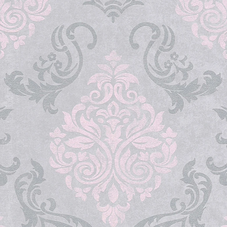 A.S. Création Vliestapete Memory Barocktapete mit Ornamenten Glitzereffekt grau, metallic, rosa 