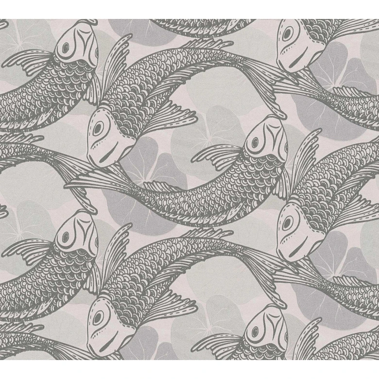 Livingwalls Vliestapete Metropolitan Stories asiatische Tapete mit Kois Mio Tokio beige, grau 