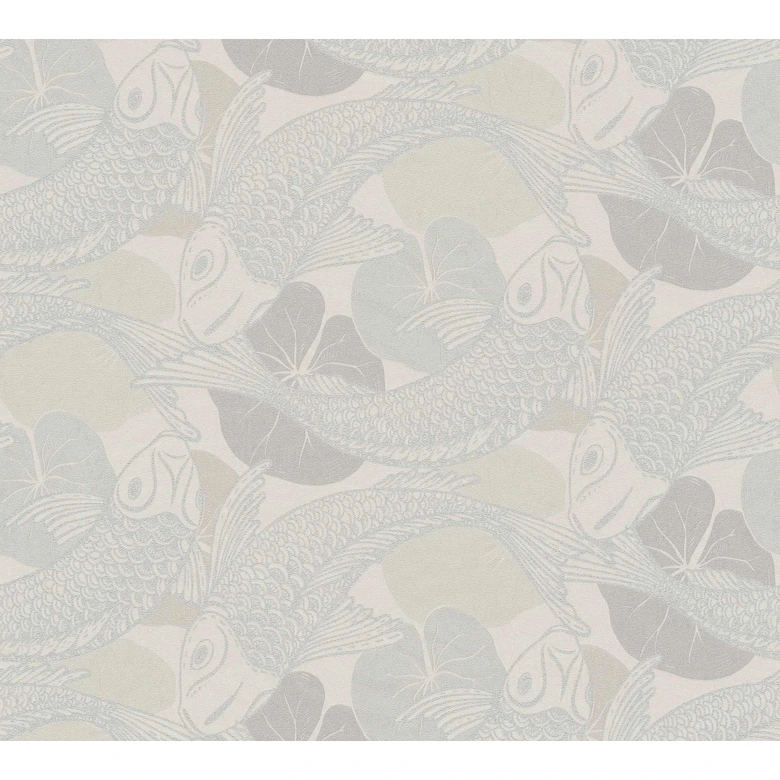 Livingwalls Vliestapete Metropolitan Stories asiatische Tapete mit Kois Mio Tokio beige, grau 