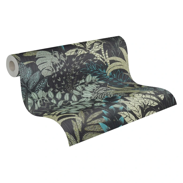 Livingwalls Metropolitan Stories 2 Nala - Cape Town Papier peint floral jungle, Vert, Noir,  