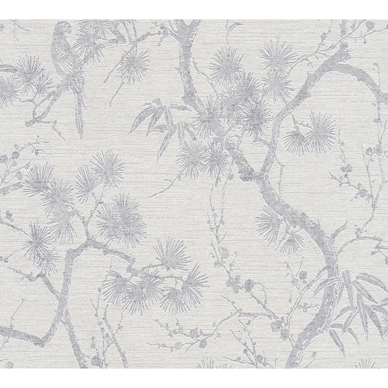 Livingwalls Metropolitan Stories 2 Mio - Tokio Papier peint floral, Métallique, Blanc,  