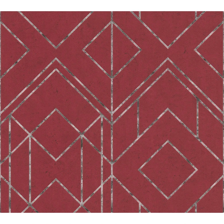 Papel pintado tejido-no tejido Livingwalls Papel pintado geométrico Metropolitan Stories Ava New York metalizado, rojo, negro 