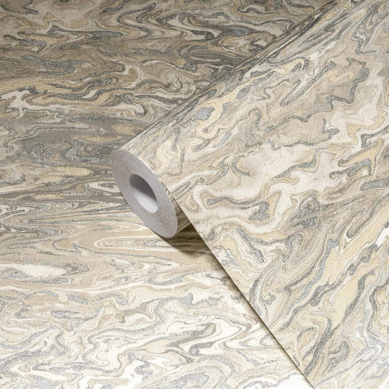 Livingwalls abstrakte Tapete My Home My Spa Vliestapete Feminine Powdery Home graubeige, silber 