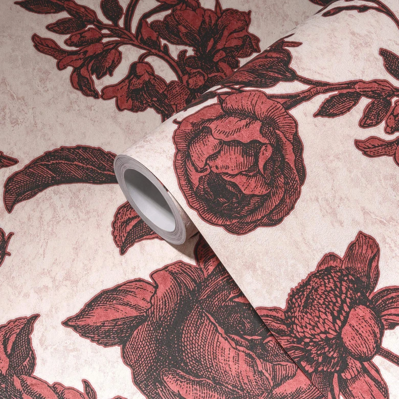 Livingwalls Rosentapete My Home My Spa Vliestapete Romantic Home rot, rosa, schwarz 