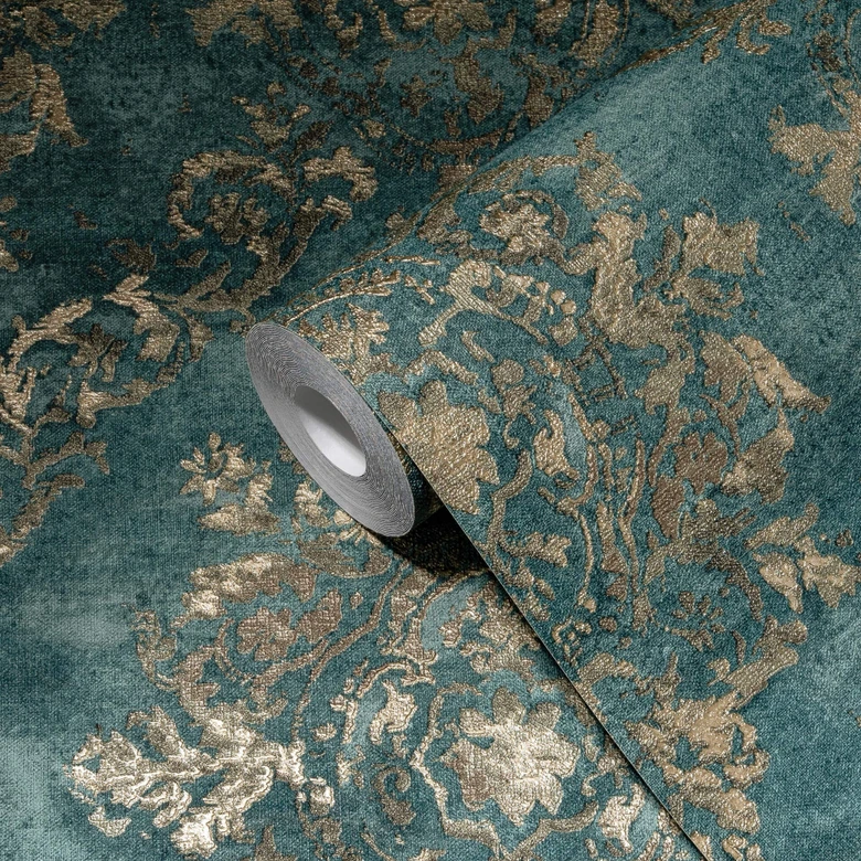 Tapete Barock Petrol Blau Vliestapete Ornamente Vintage Wohnzimmer Schlafzimmer von A.S. Création 