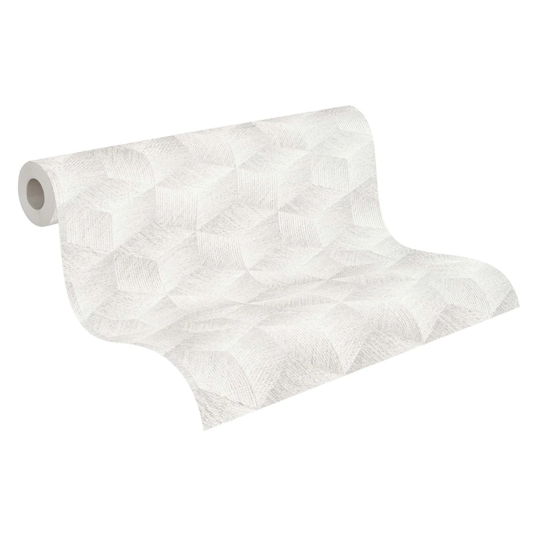 Papier peint durable 3D Illusion - Papier peint rétro de A.S. Création Gris Blanc 385062 