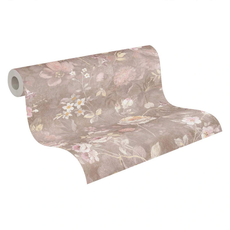 Romantisk blommig tapet Hållbar non-woven tapet Floral av A.S. Création Rosa Orange 386363 
