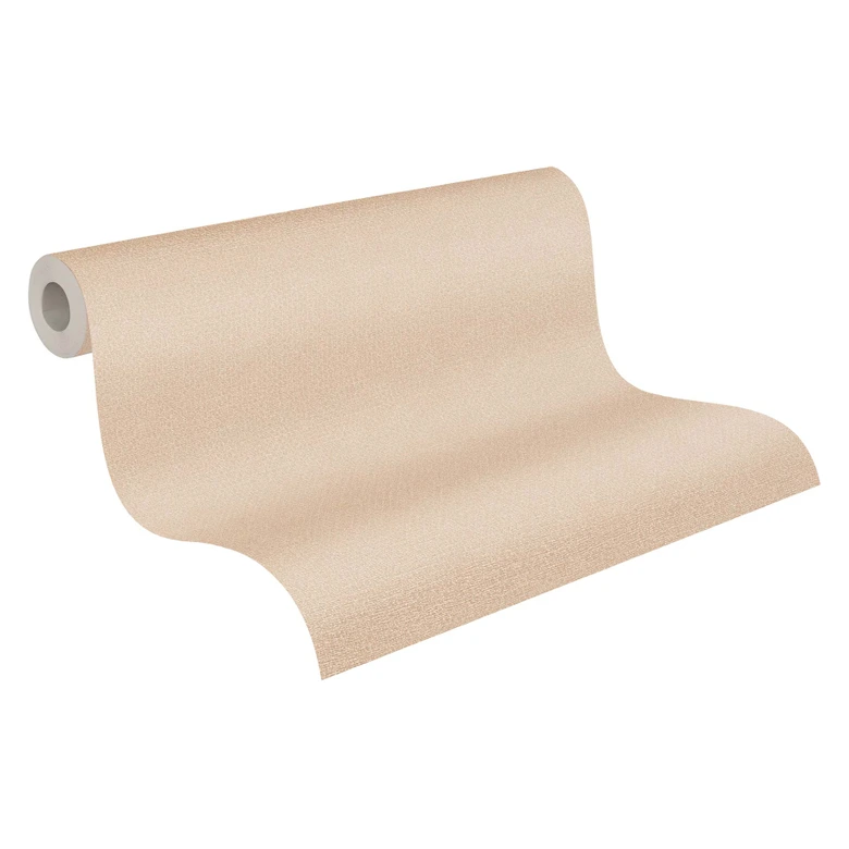 Plain wallpaper beige PVC-free - non-woven wallpaper by A.S. Création light glossy cream 386621 
