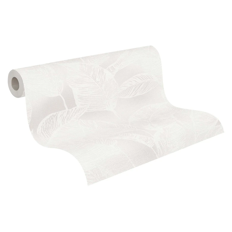 Blättertapete Nachhaltig - Vliestapete Floral von A.S. Création Grau Weiß Natur 386632 