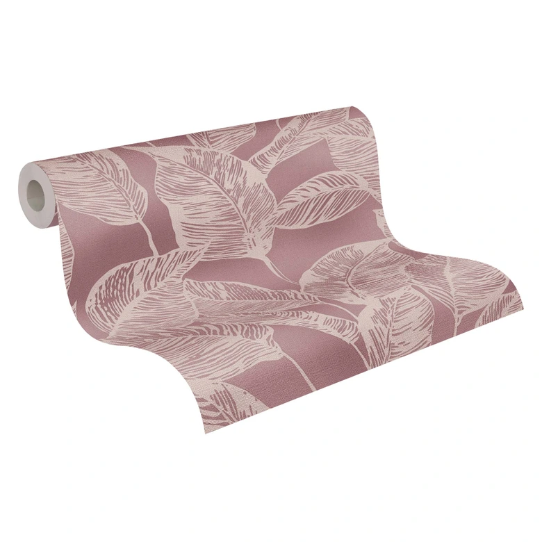 tapet blomster - ikke-vævet tapet blade bæredygtig af A.S. Création lilla beige natur 386634 