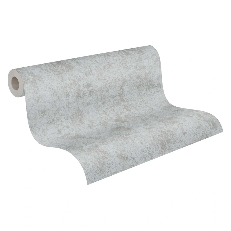Papel pintado metalizado gris plata - papel pintado no tejido con aspecto de escayola - estilo industrial para dormitorios 