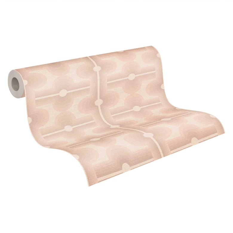 Papel pintado tejido-no tejido vintage beige crema - papel pintado motivo retro gráfico - papel pintado gráfico 