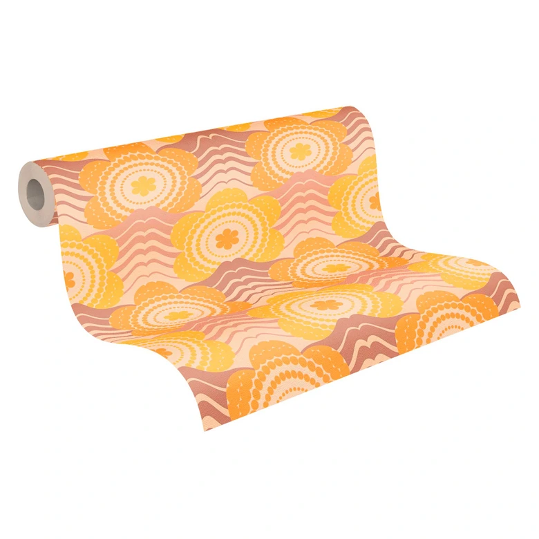 Papel pintado floral vintage beige marrón - papel pintado floral retro - papel pintado motivo vintage 