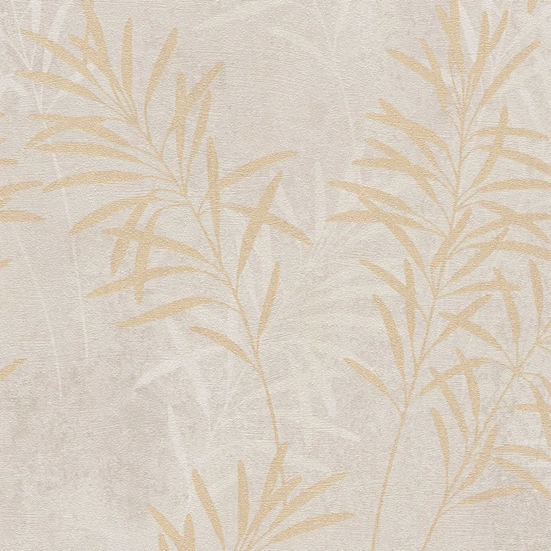 Florale Tapete Creme Grau - Natur-Tapete im Landhaus-Stil - Vliestapete Wohnzimmer Büro 