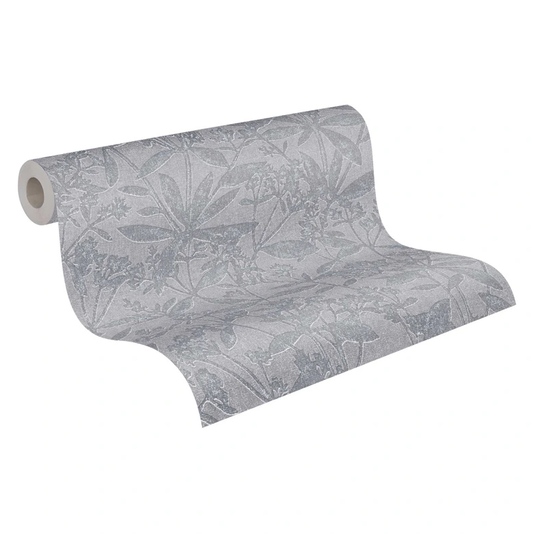 papier peint maison de campagne crème gris bleu - papier peint molletonné salon - papier peint floral salle à manger cuisine 