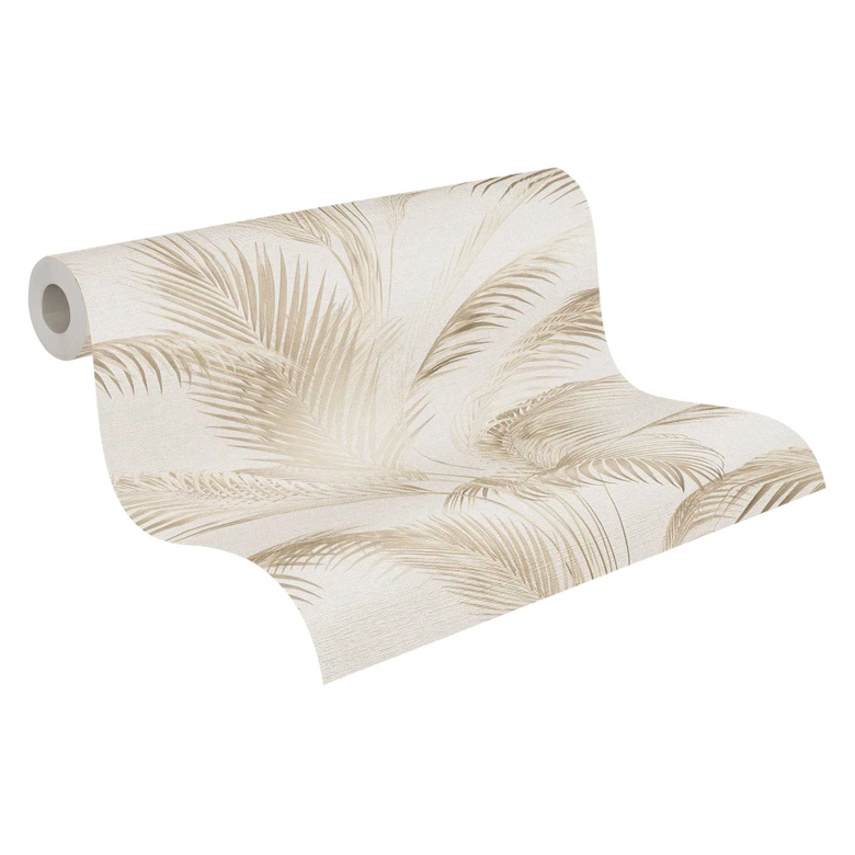 Palm wallpaper beige cream - non-woven wallpaper with tropical samples in natural tones 