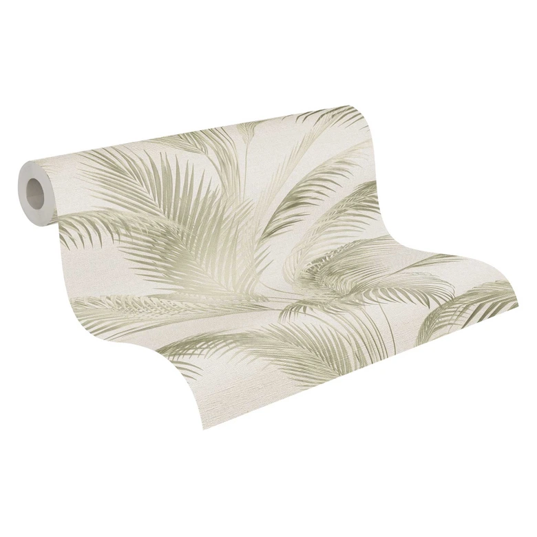 Palm wallpaper beige green - non-woven wallpaper with tropical samples in natural tones 