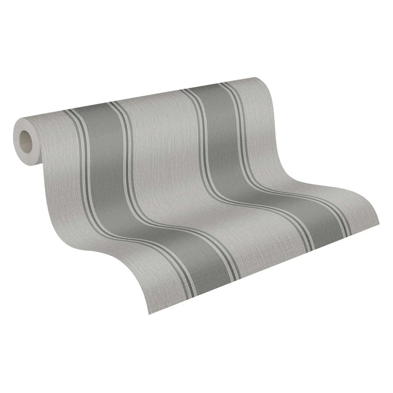 Stripe wallpaper light gray dark gray - non-woven wallpaper with classic stripe pattern 