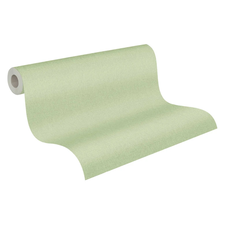 Papier peint uni vert sauge aspect lin - vinyle expansé pour une élégance intemporelle 