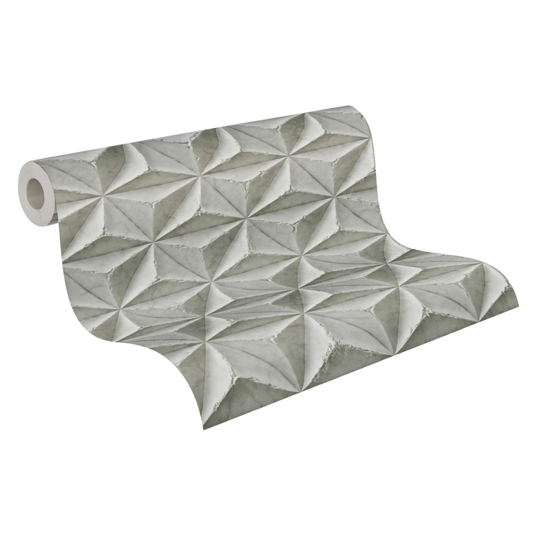 3D-Tapete Betonoptik Grau - Vliestapete mit geometrischem Muster - Industrial Look 
